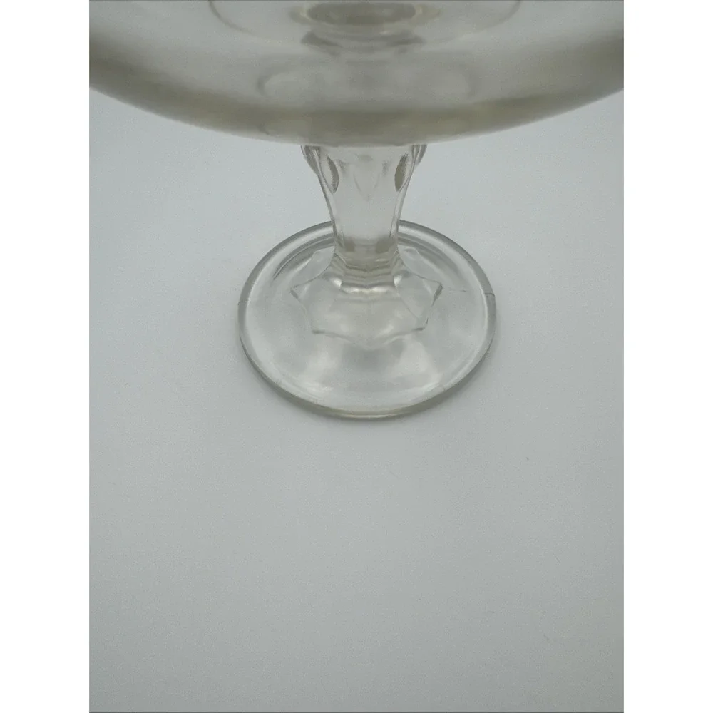 Vintage INDIANA GLASS Clear Teardrop Scalloped Pedestal Compote Candy Fruit Bowl